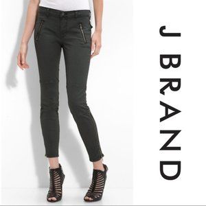 J BRAND Agnes Ankle Zip Modern Moto Skinny Pants - Black Sateen